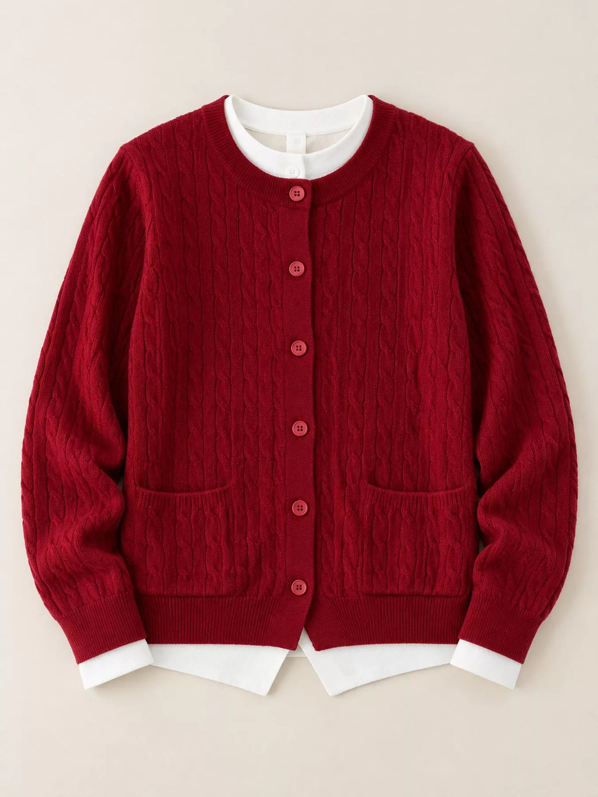 Cable-Knit Button-Down Cardigan
