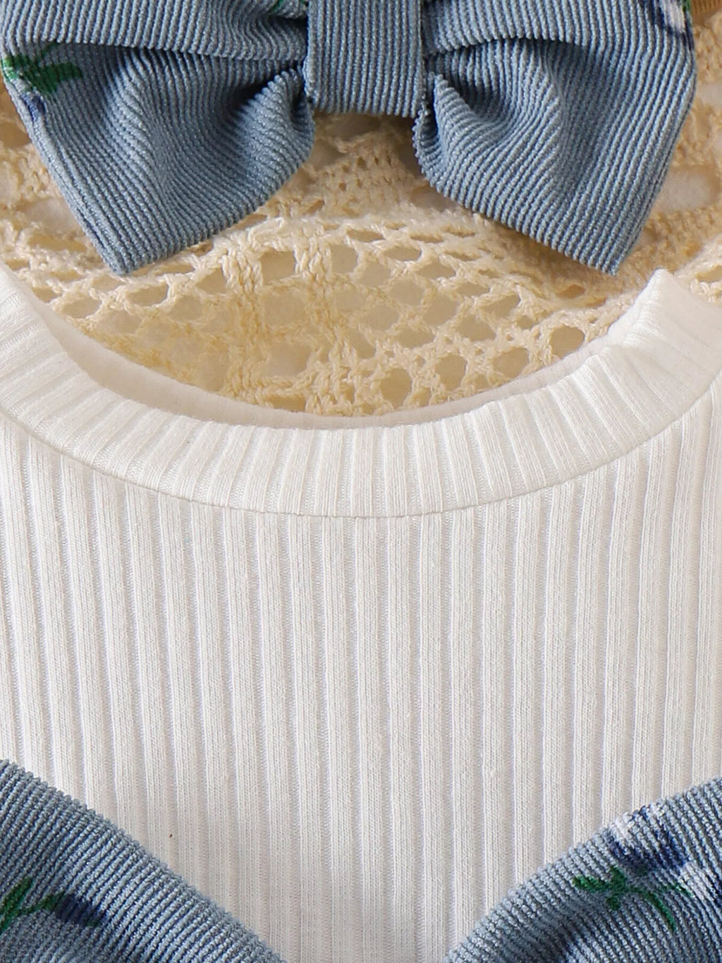 Children's Bow Ribbed Knit Dress & Headband & Socks Set