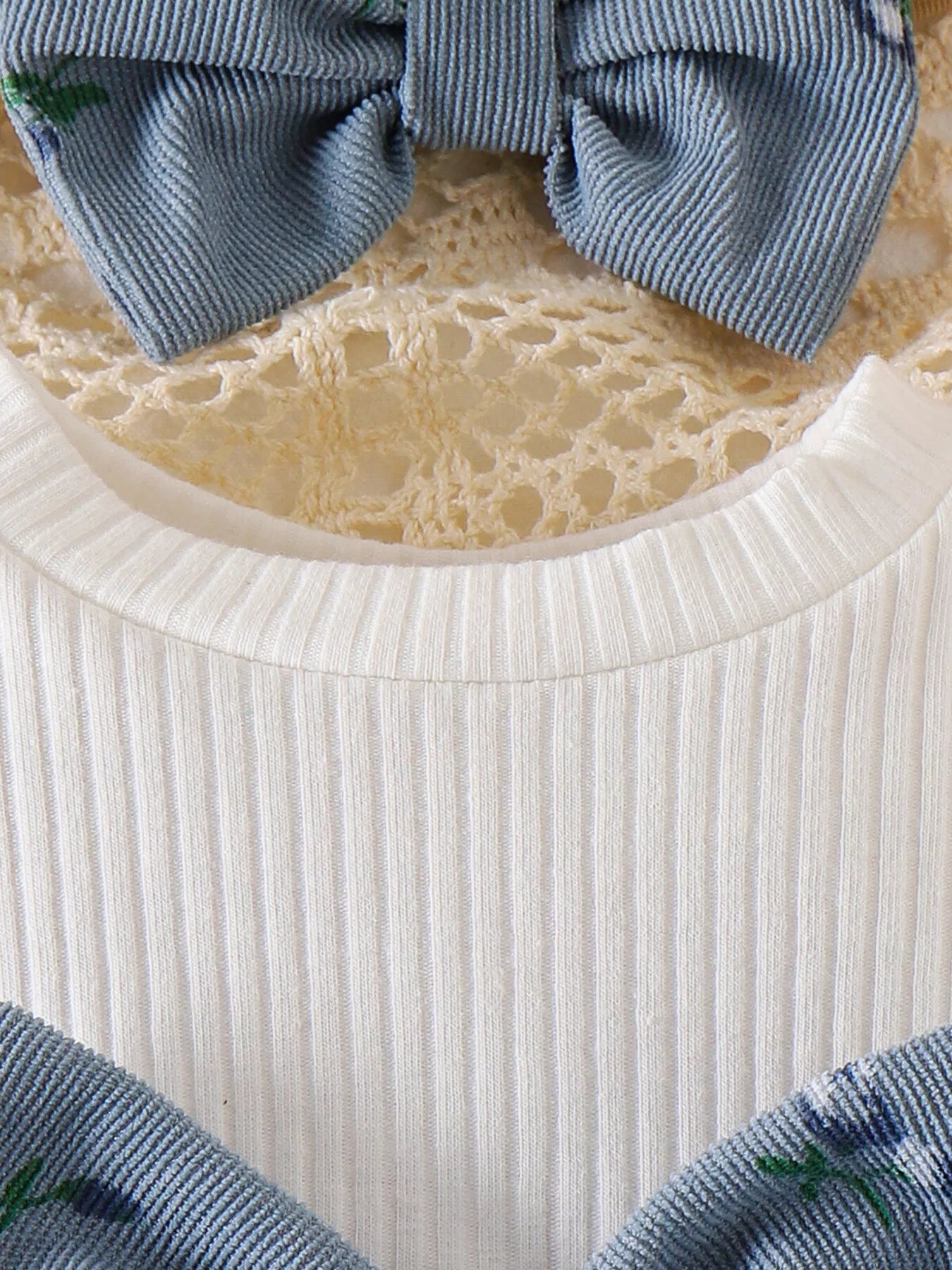 Children's Bow Ribbed Knit Dress & Headband & Socks Set