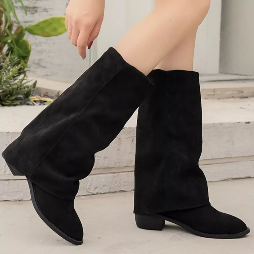 Point Toe Block Heels Boots