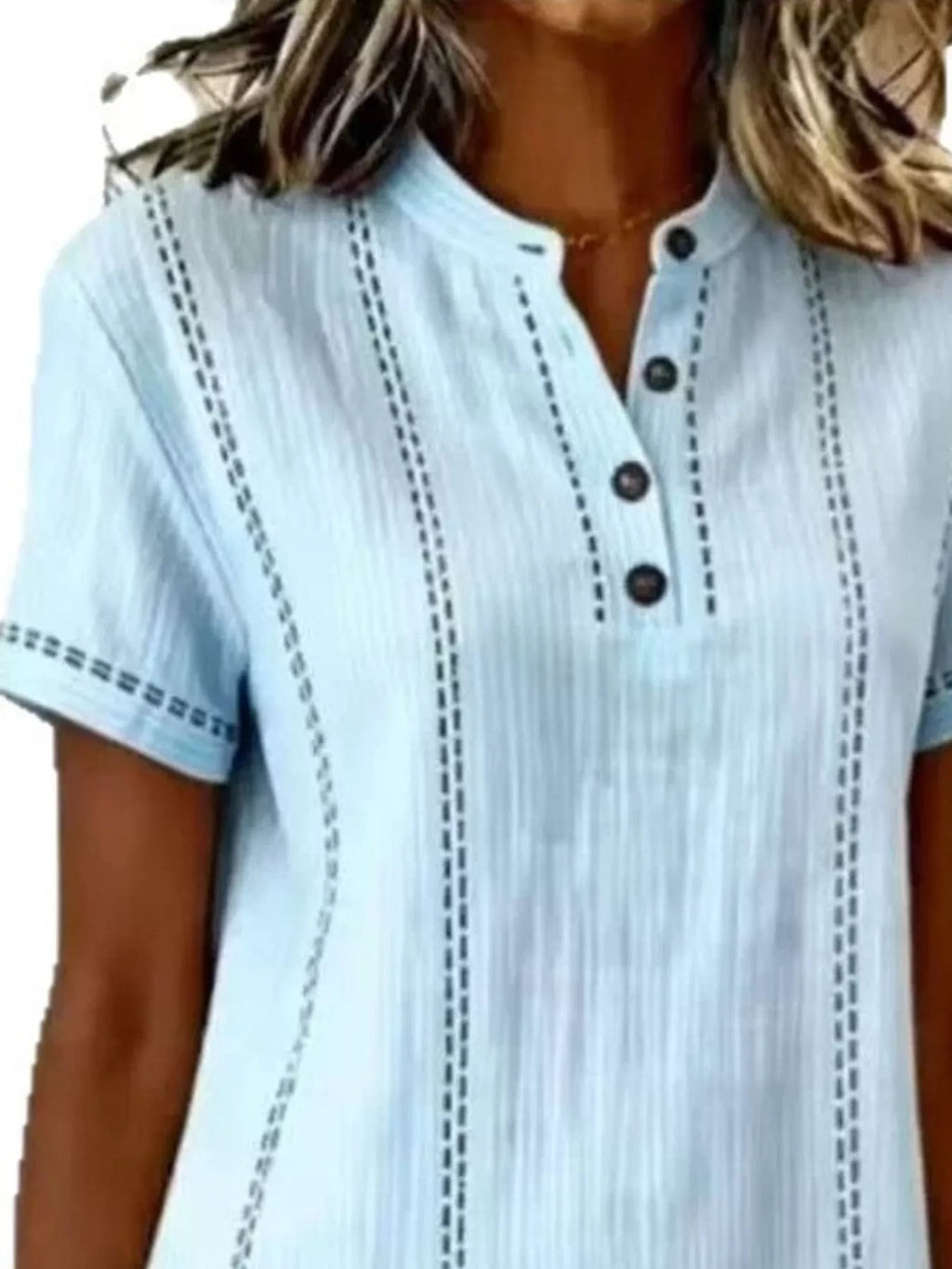 Full Size Button Detail Short Sleeve Shift Dress Plus Size