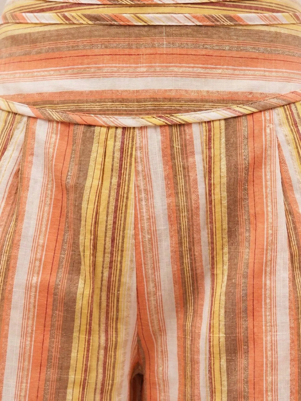 Striped Wide-Leg Pants with Tie Waist