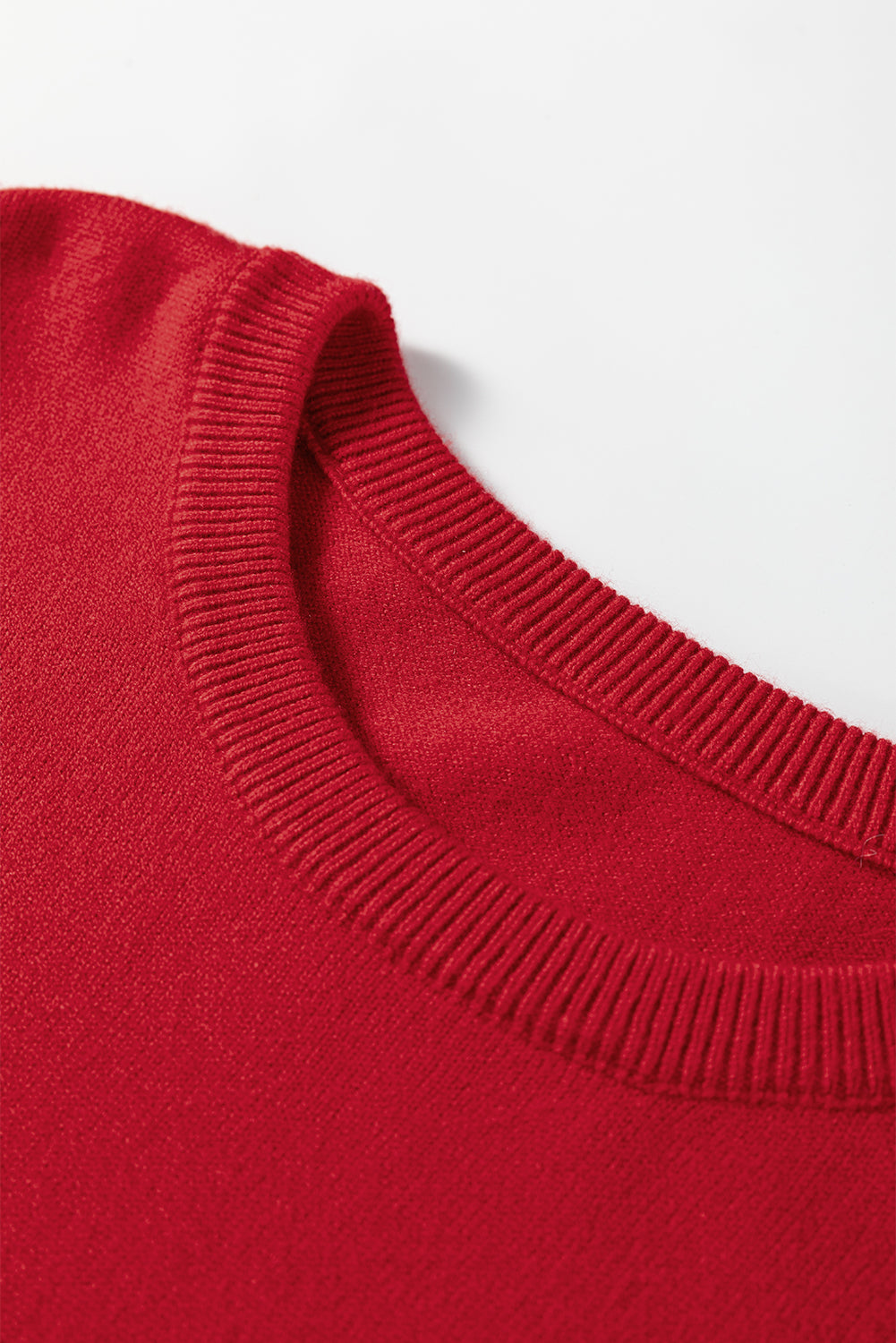 Solid Pearl Embellished Double Ruffle Sleeve Sweater