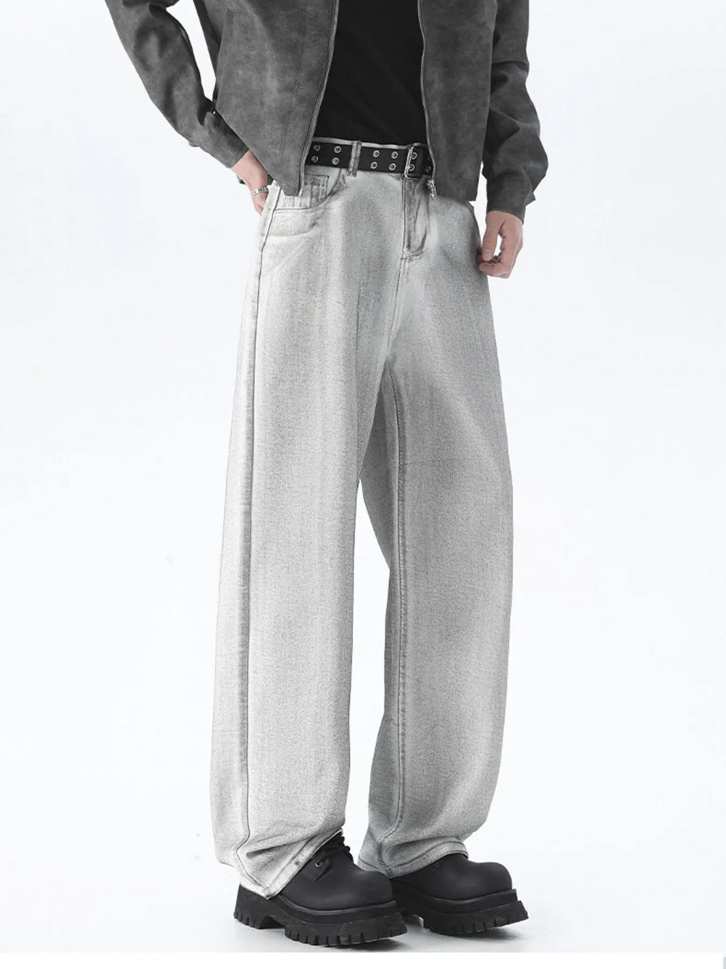 Men's Plus Size Wash Wide Leg Jeans