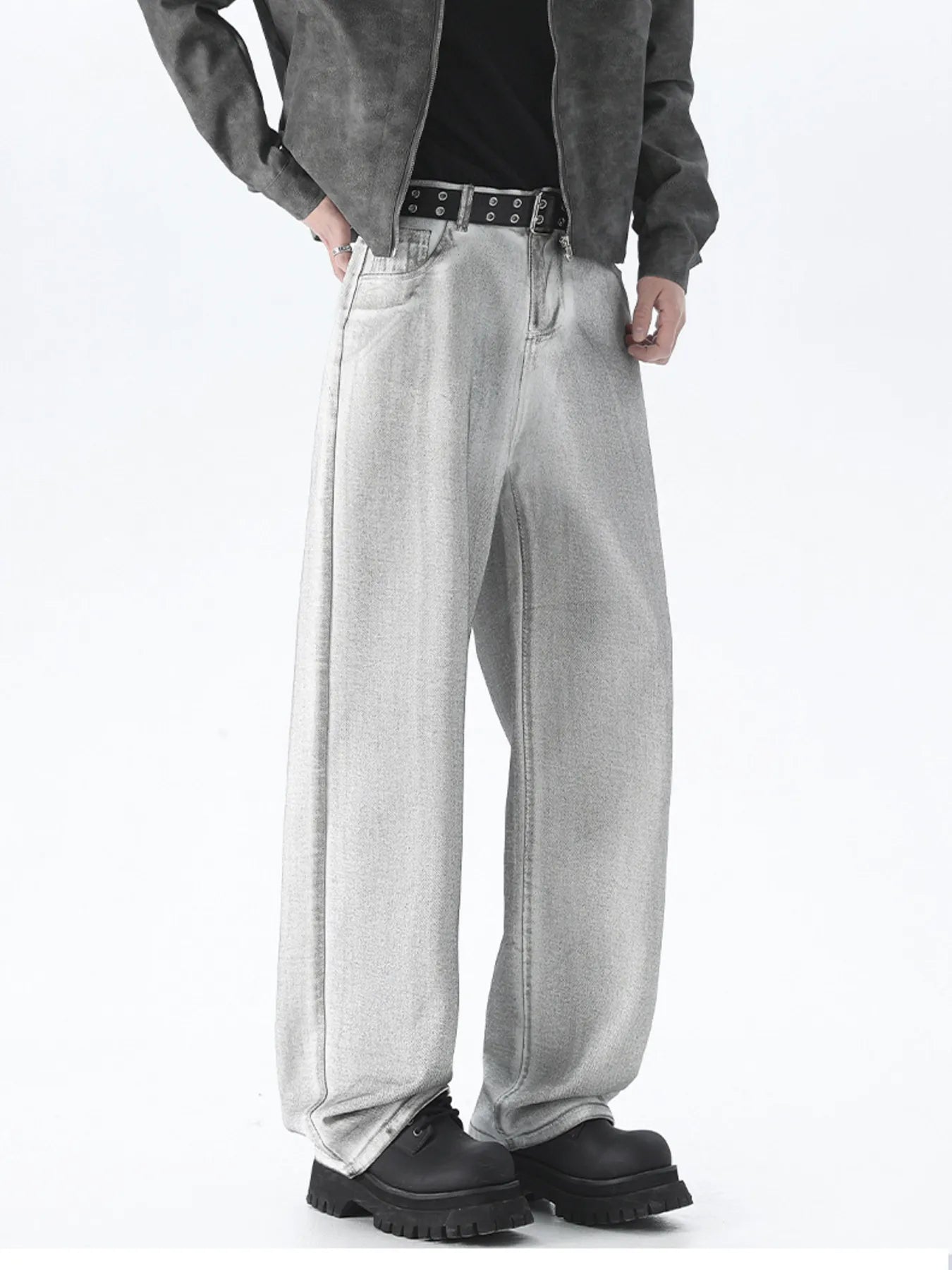 Men's Plus Size Wash Wide Leg Jeans