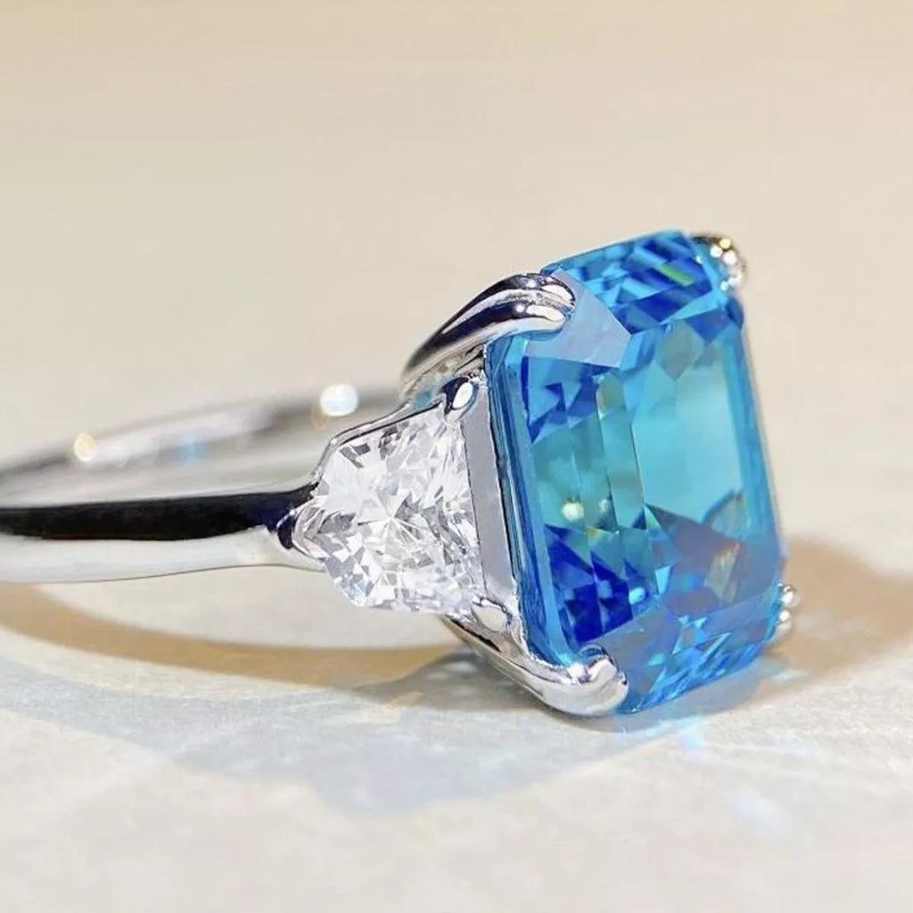 925 Sterling Silver Zircon Square Ring