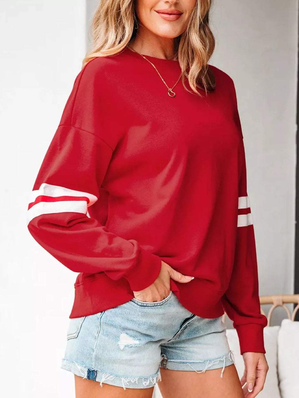 Striped Dropped Shoulder Sweatshirt