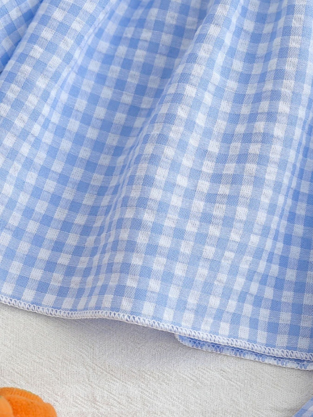 Children's Carrot Embroidered Gingham Top and Pants Set
