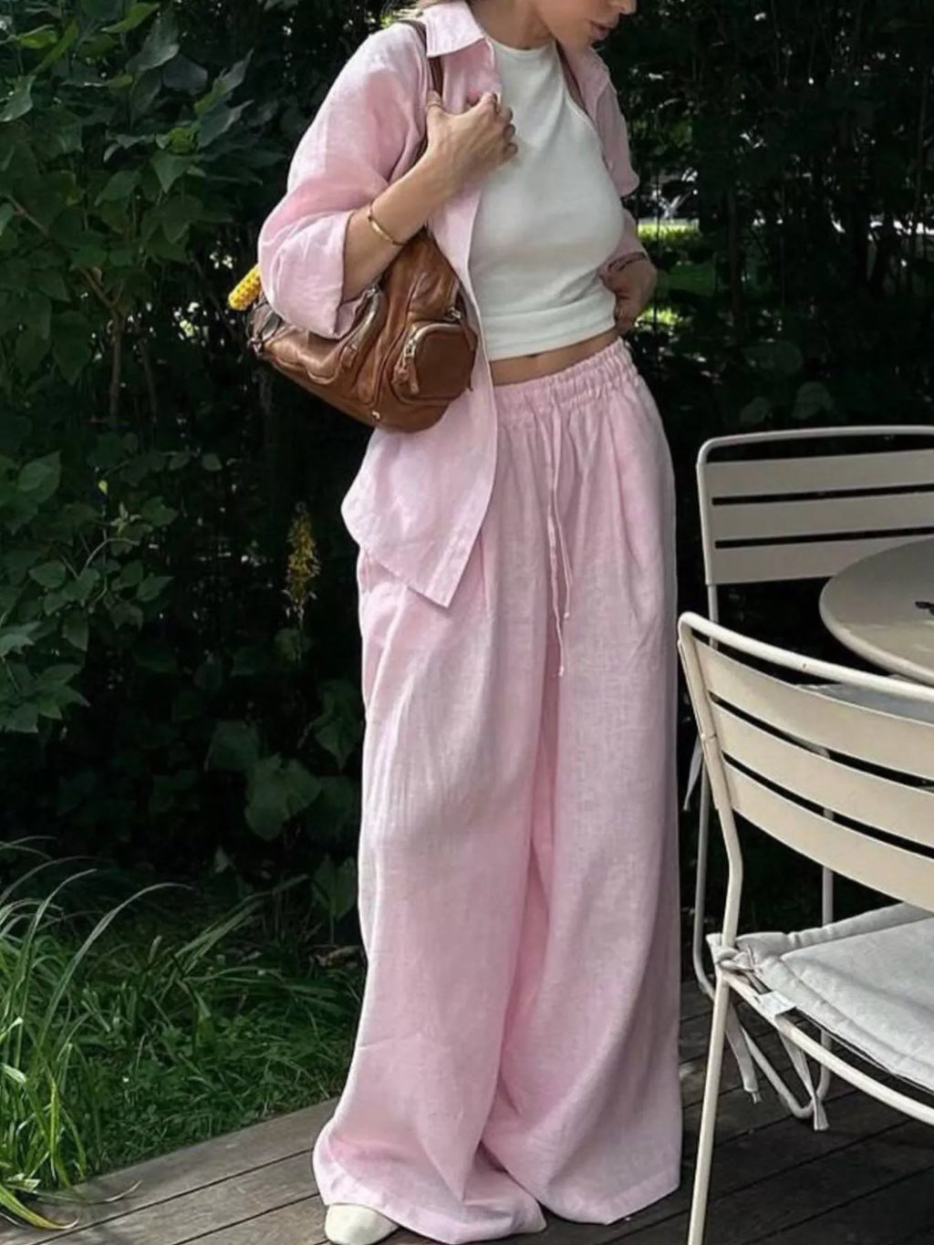 Button Up Long Sleeve Shirt and Pants Set