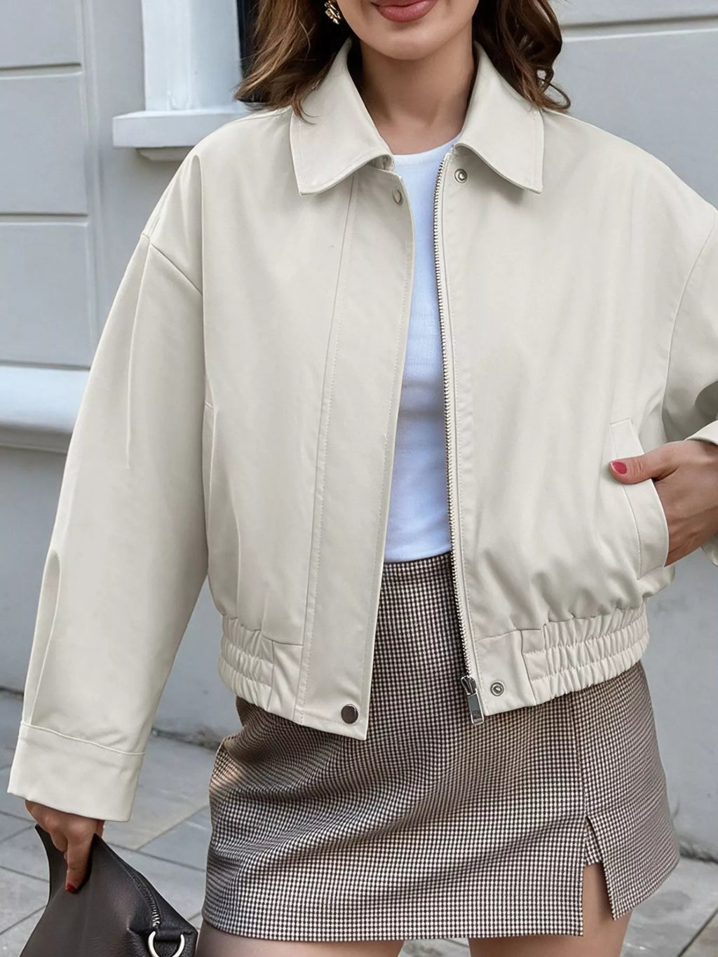 Cropped Faux Leather Jacket