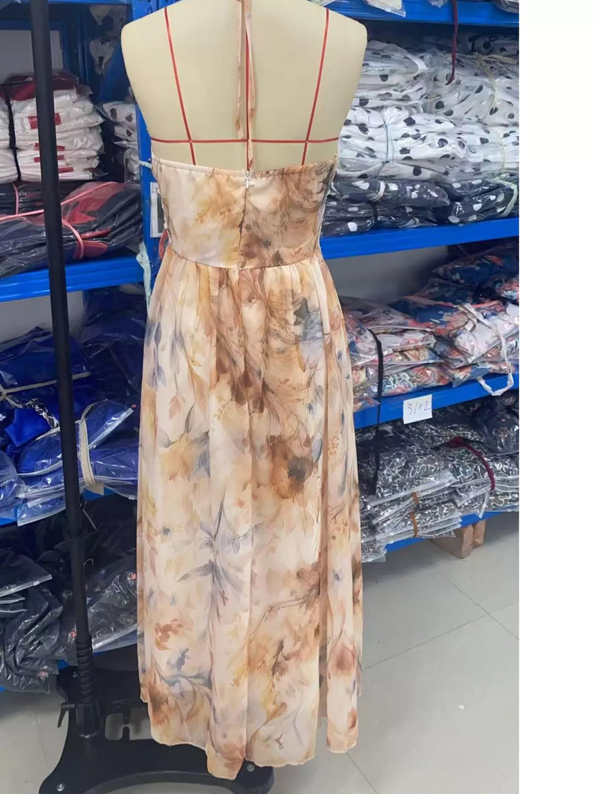Floral Print Halter Neck Maxi Dress
