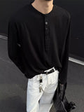 Men's Plus Size Button Detail Long Sleeve Henley T-Shirt