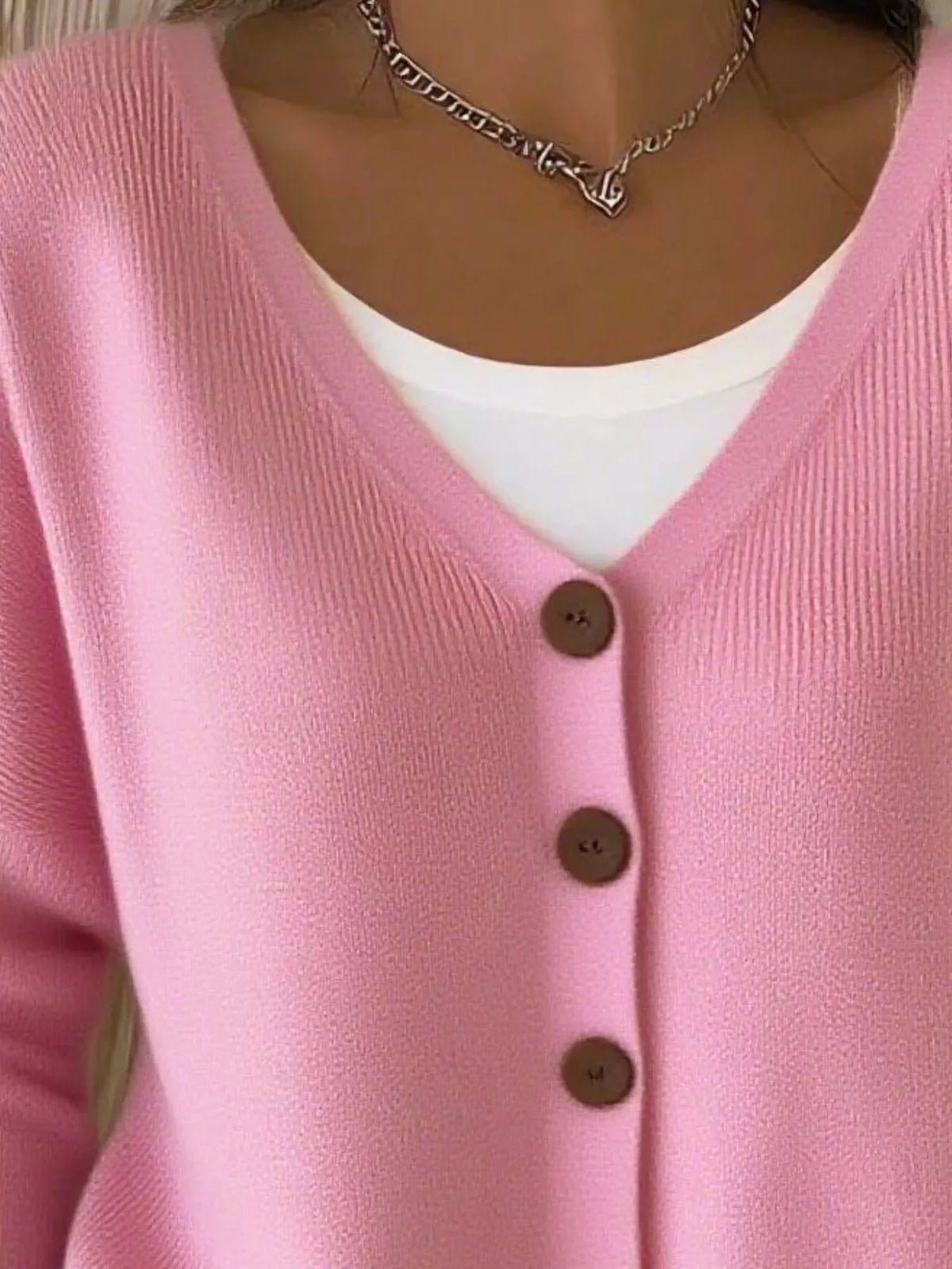 Full Size V-Neck Button-Down Knit Cardigan Plus Size