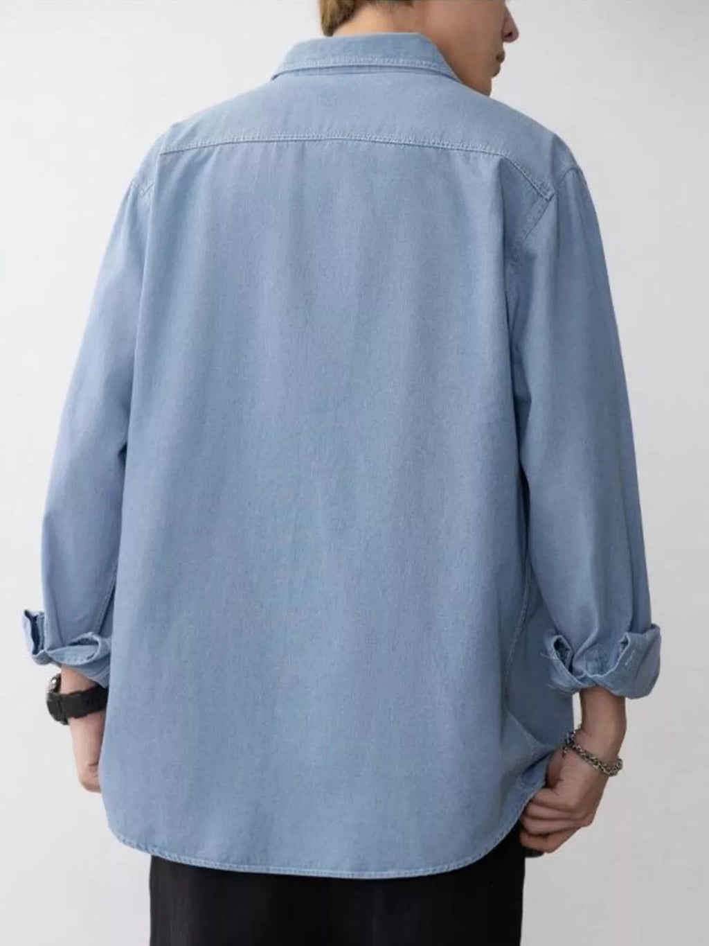Men's Plus Size Casual Long Sleeve Denim Shirt