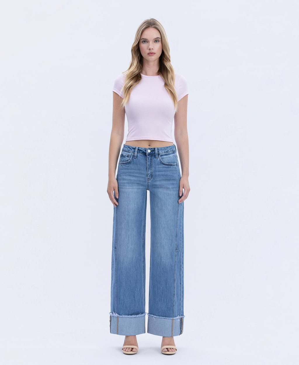 Mia High Rise Cuffed Wide Jeans