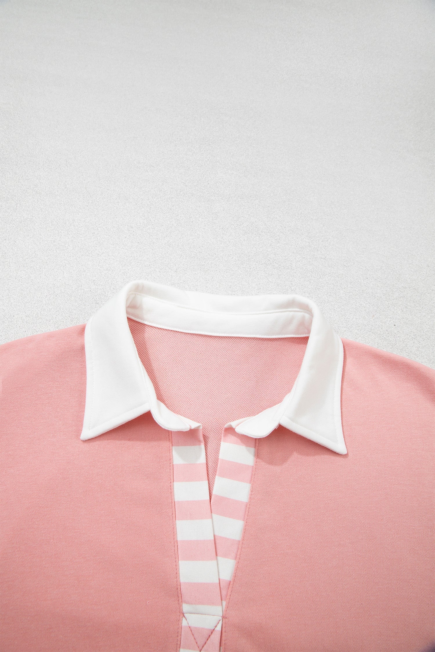 Gossamer Pink Striped Color Block Pullover Top Drawstring Shorts Set