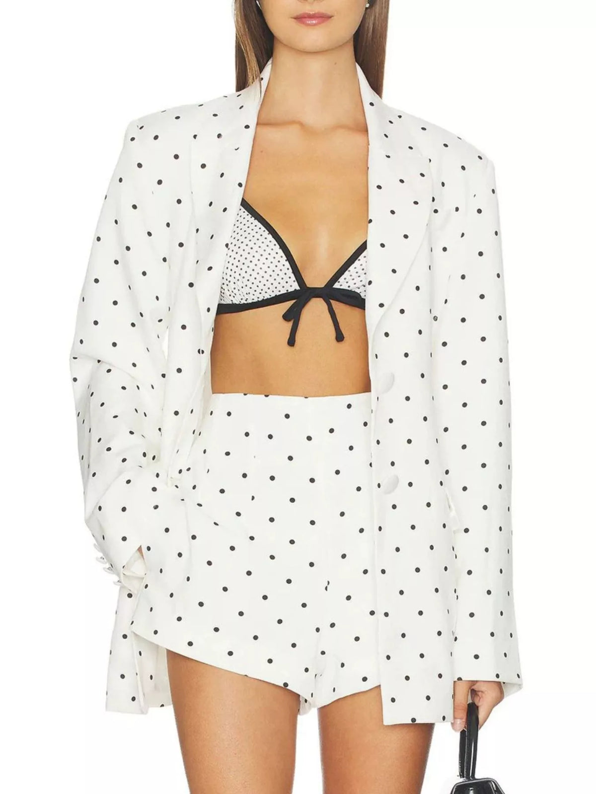 Polka Dot Single-Breasted Blazer