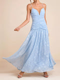 Ruched Spaghetti Strap Maxi Dress