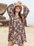 Floral Print Long Sleeve Mini Dress