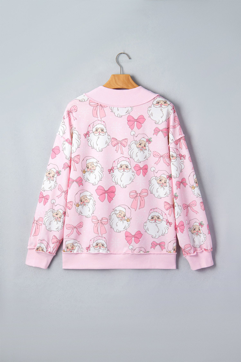 Christmas Santa Bow Mock Neck Graphic Sweatshirt