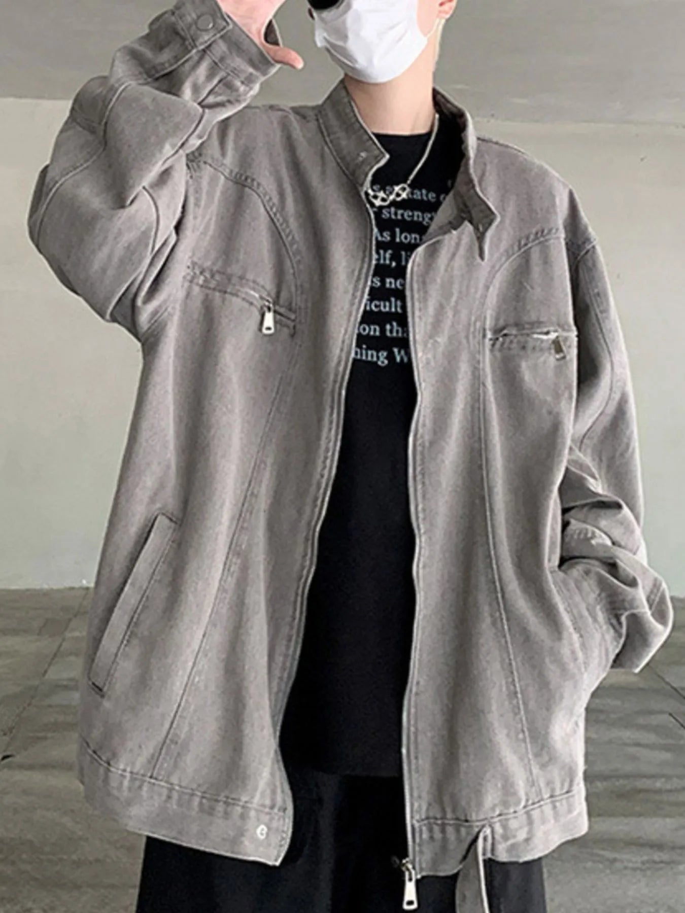 Men's Plus Size Zip Up Oversized Denim Jacket