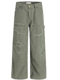 Men's Distressed Wide-Leg Carpenter Pants