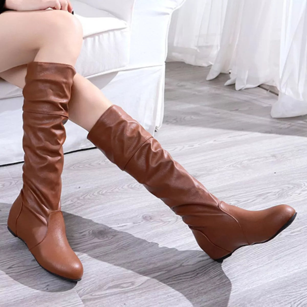 Round Toe Slouch Boots