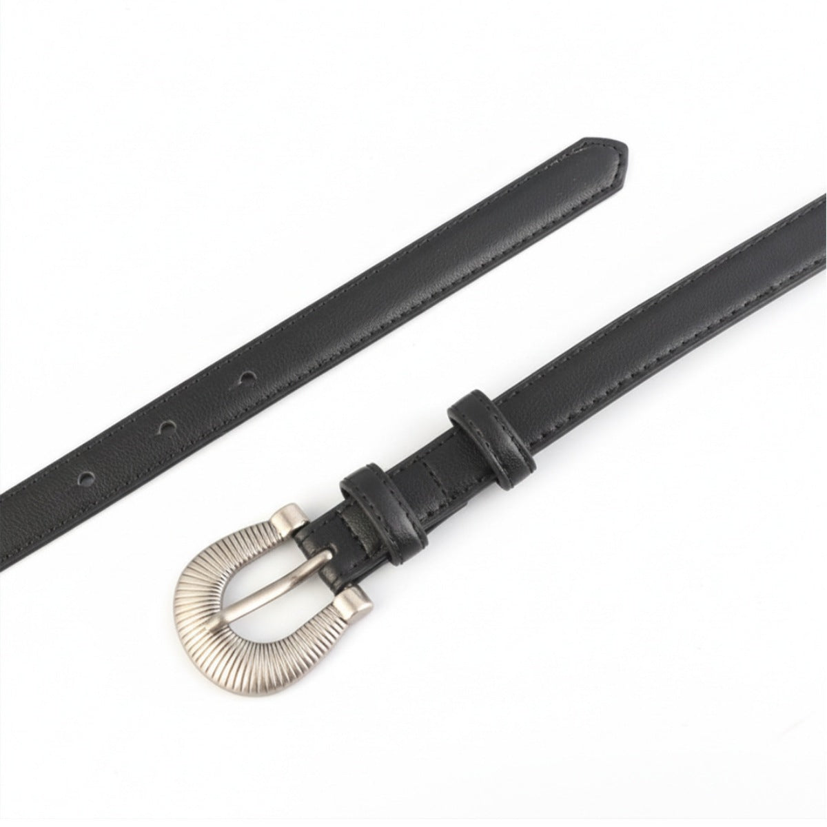 Skinny Belt with Silver Buckle