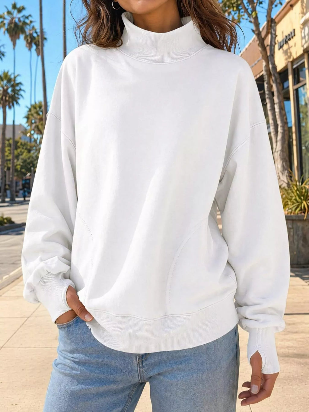 Mock Neck Oversized Sweatshirt