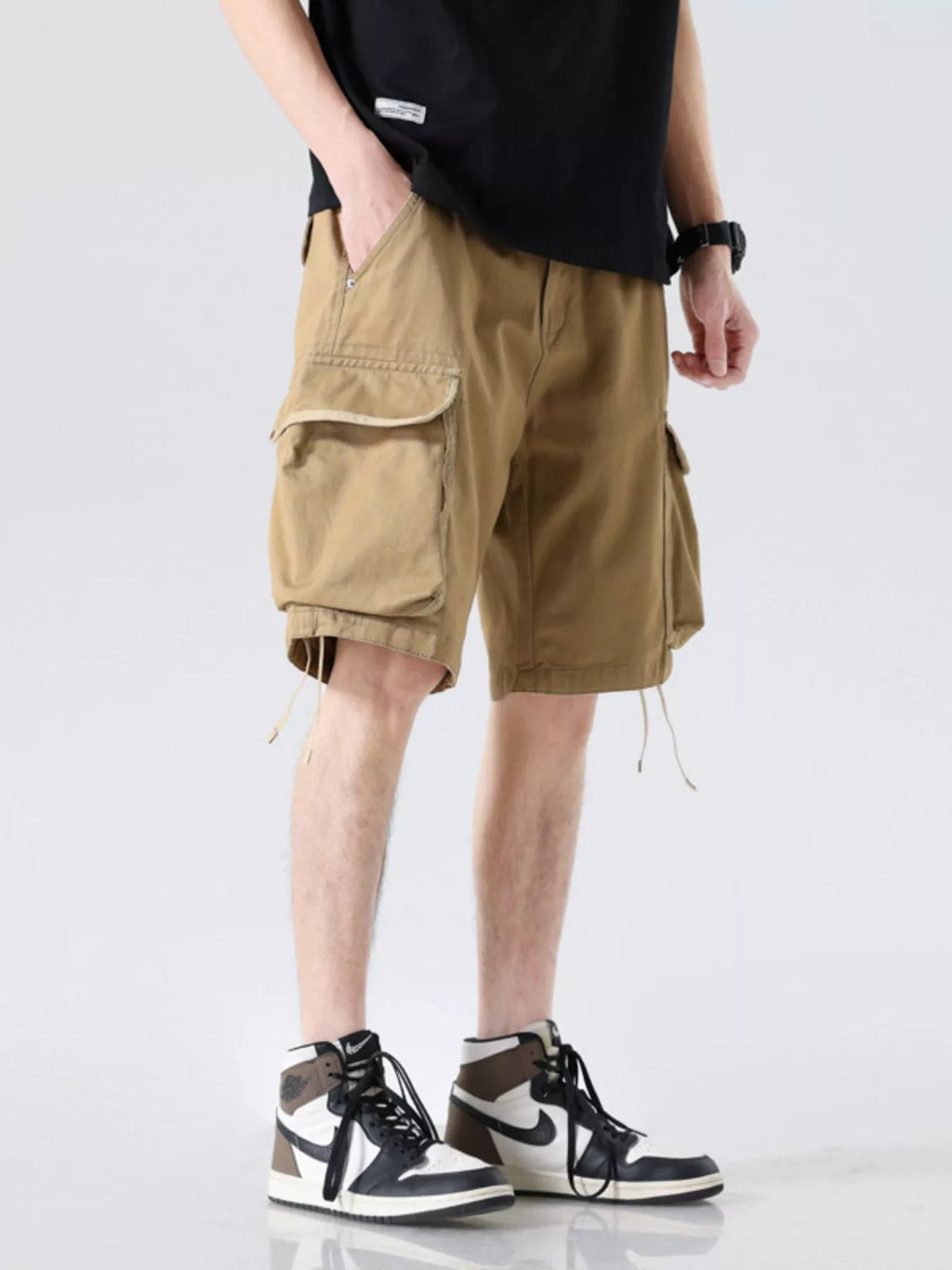 Men's Drawstring Wide Leg Cargo Shorts
