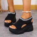 Mesh Platform Wedge Sandals