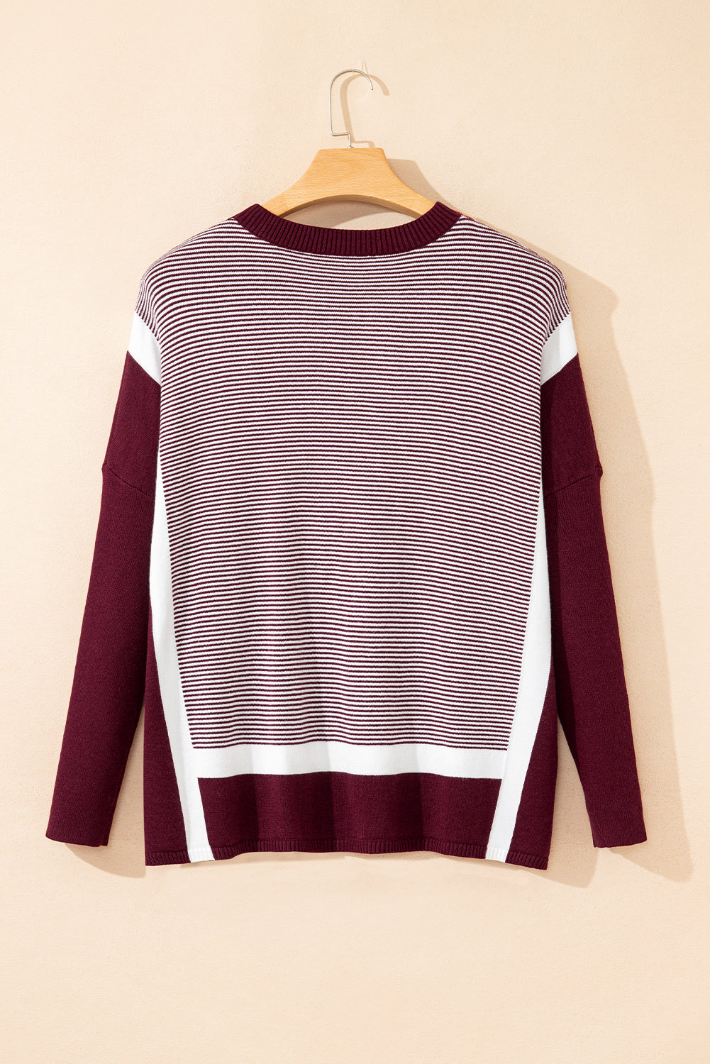 Stripe Colorblock Patchwork Dolman Sleeve Sweater