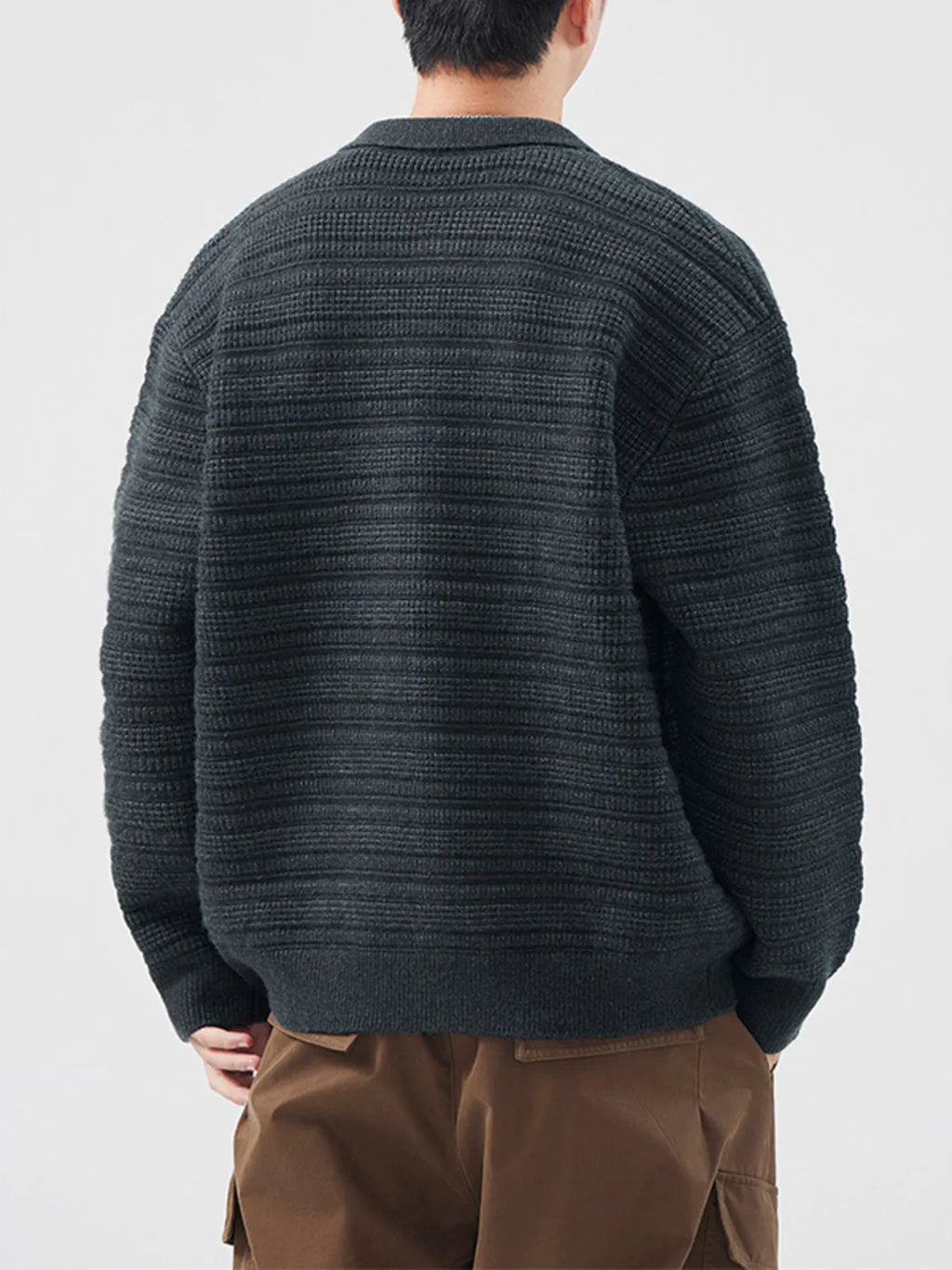 Men's Plus Size Button Up Long Sleeve Cardigan