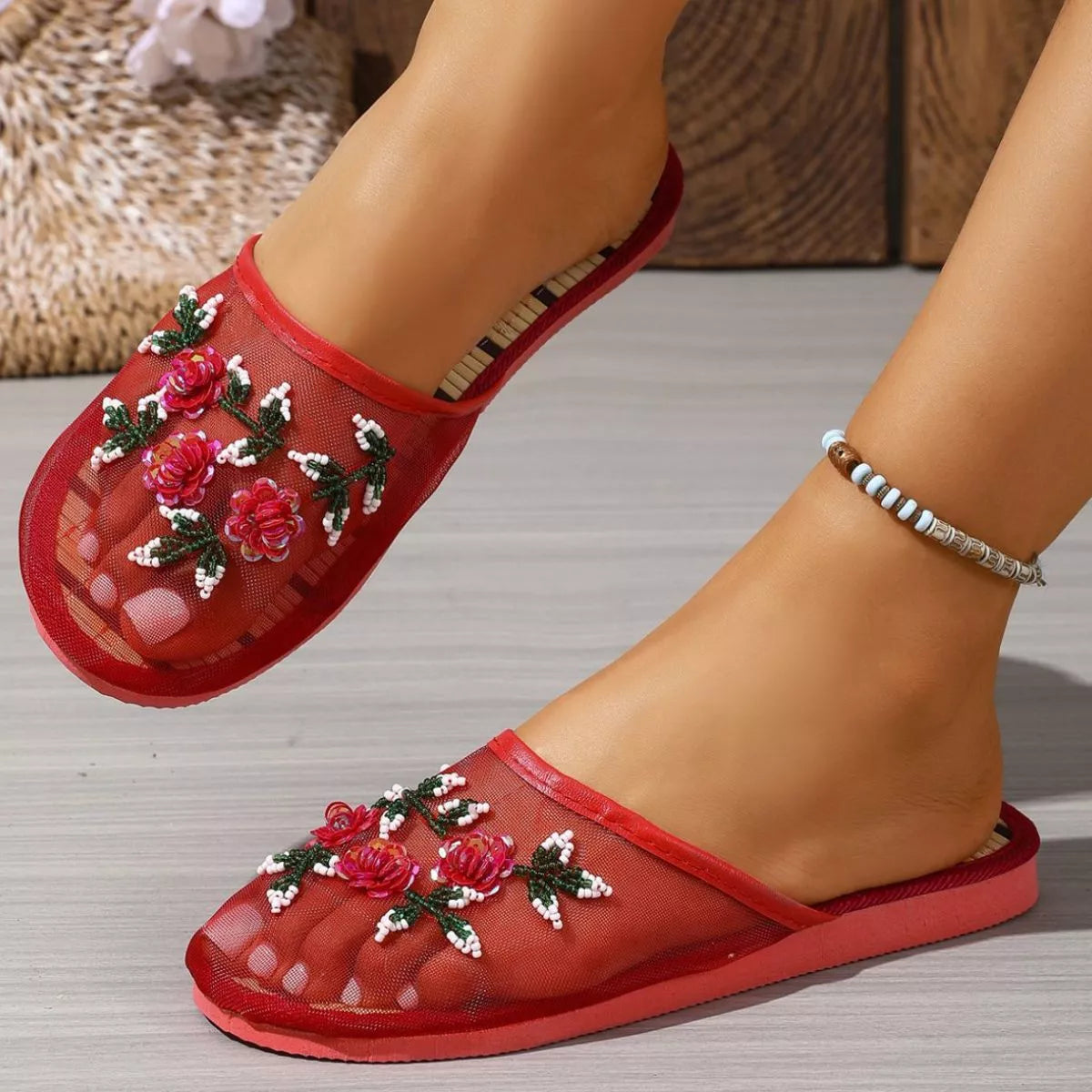 Floral Round Toe Sandals