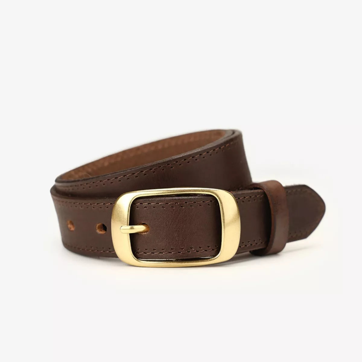 Cowhide Leather Belt with Golden Buckle