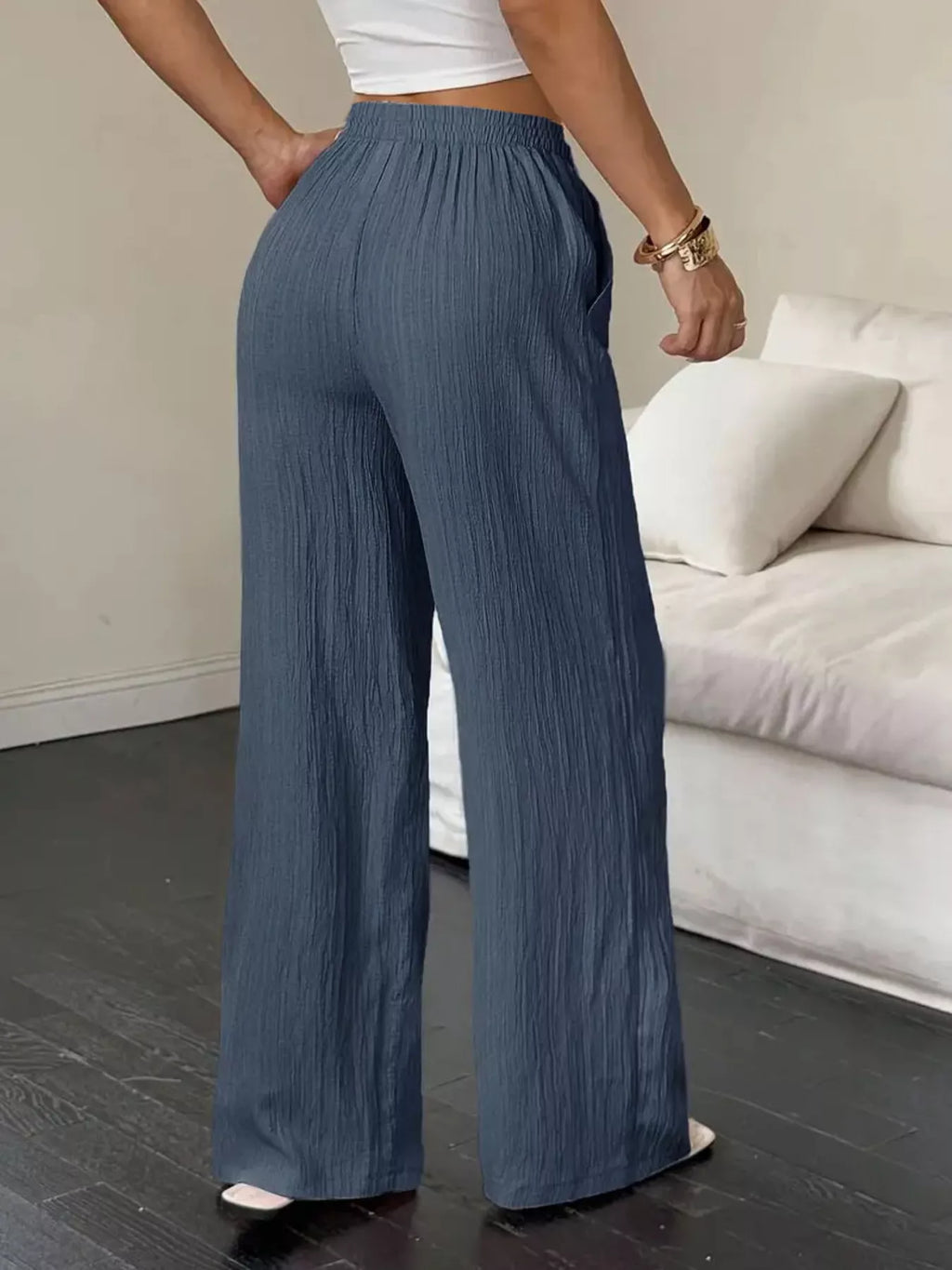 Wide Leg Pants with Drawstring