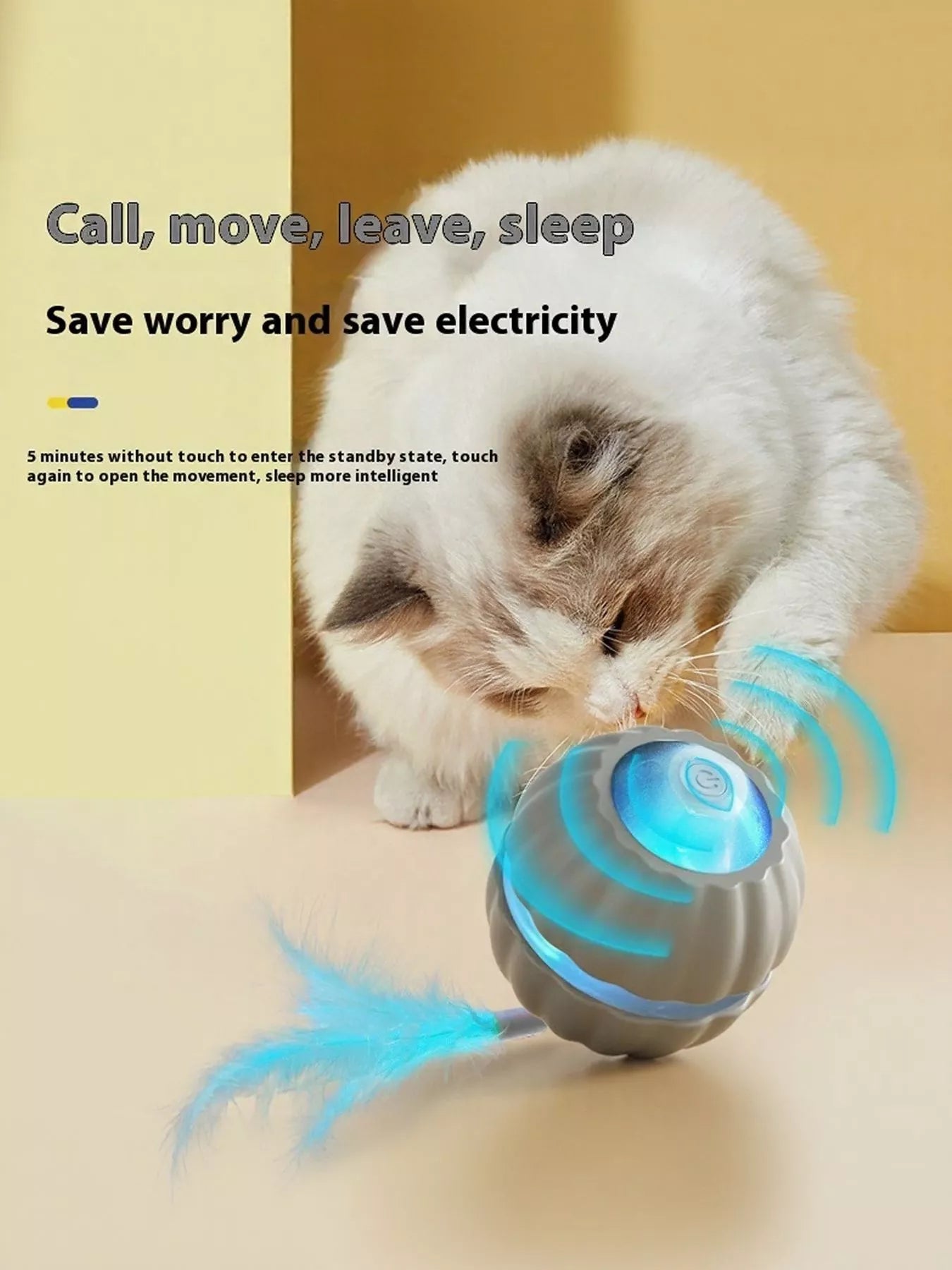 Interactive LED Sound Ball with Feather Teaser