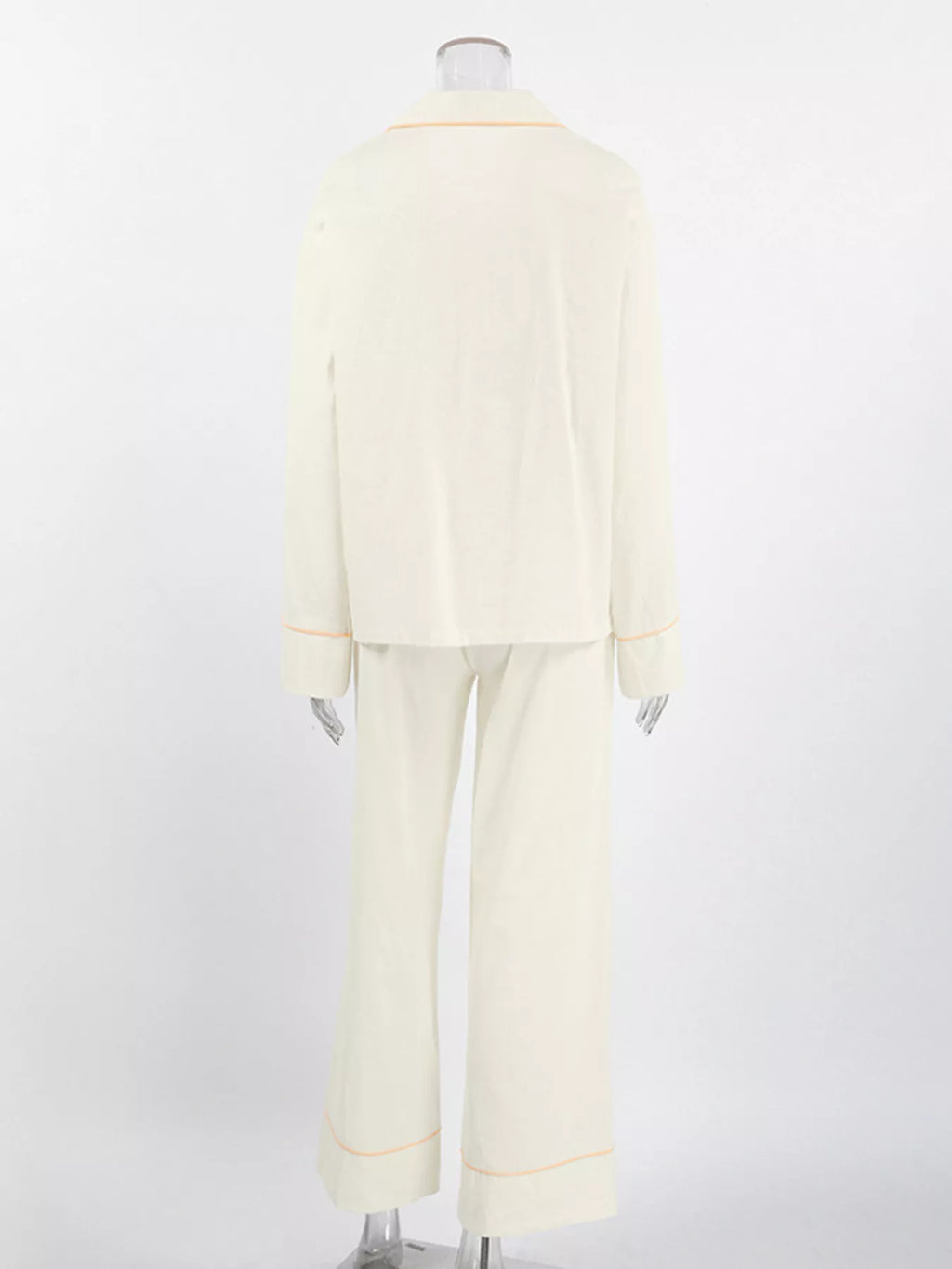 Contrast Trim Button-Down Top and Pants Lounge Set