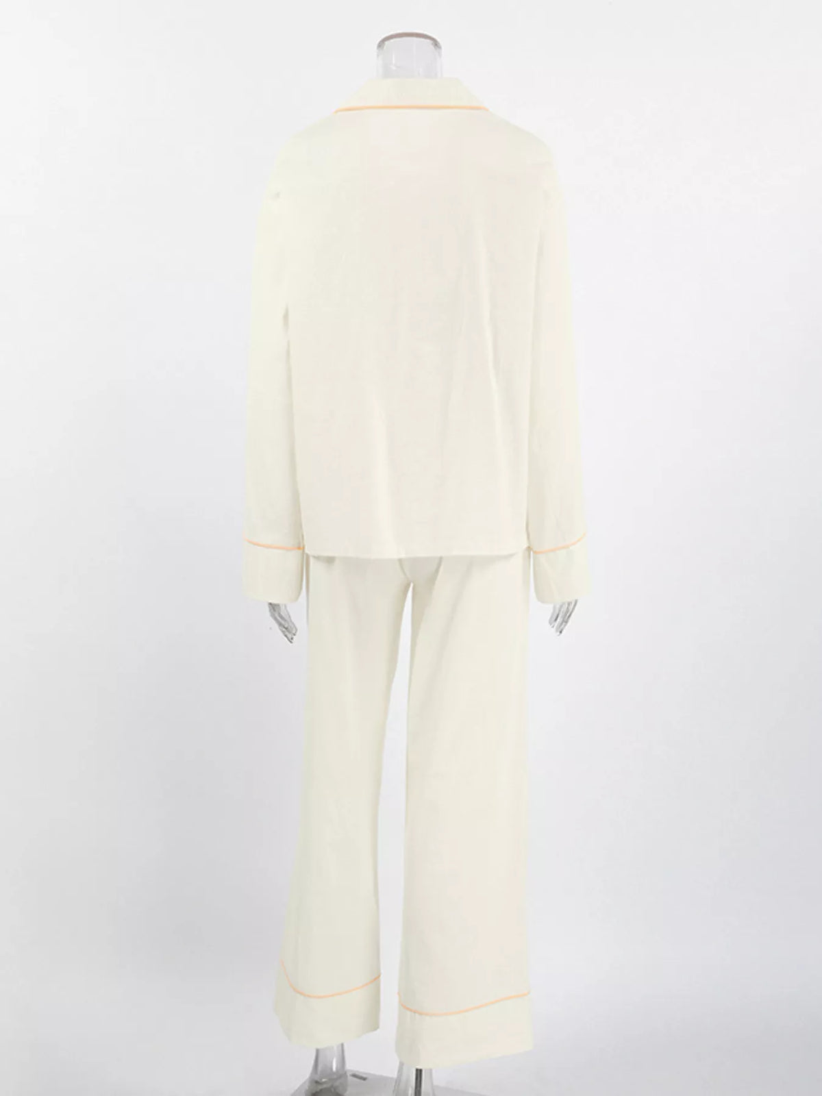 Contrast Trim Button-Down Top and Pants Lounge Set