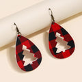 PU Leather Cutout Christmas Tree Dangle Earrings