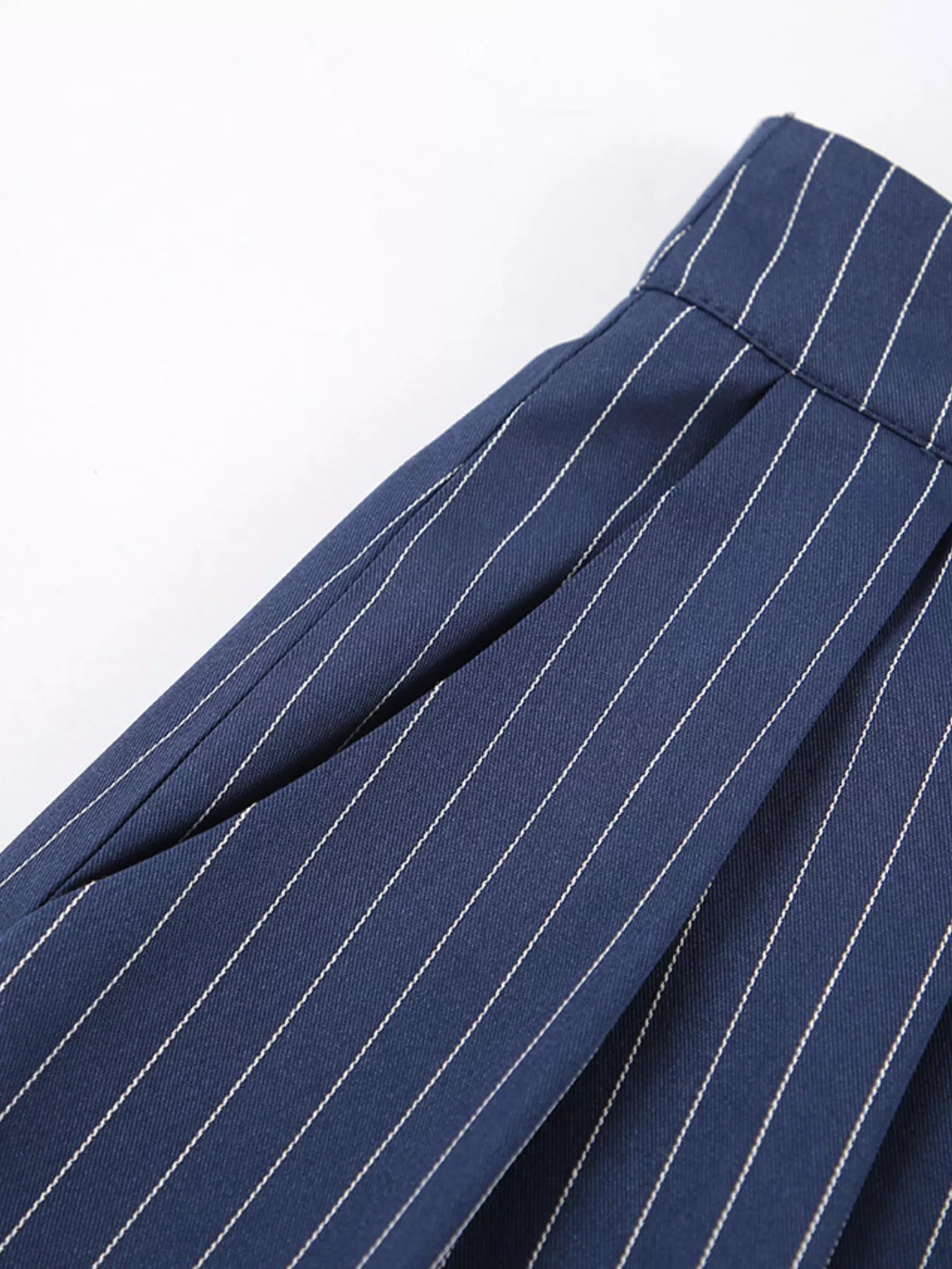 High-Waisted Pinstripe Wide-Leg Pants