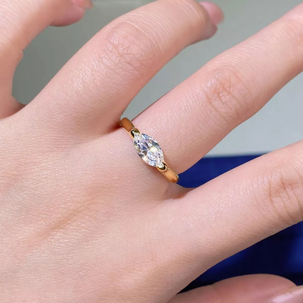 925 Sterling Silver Marquise-Cut Ring