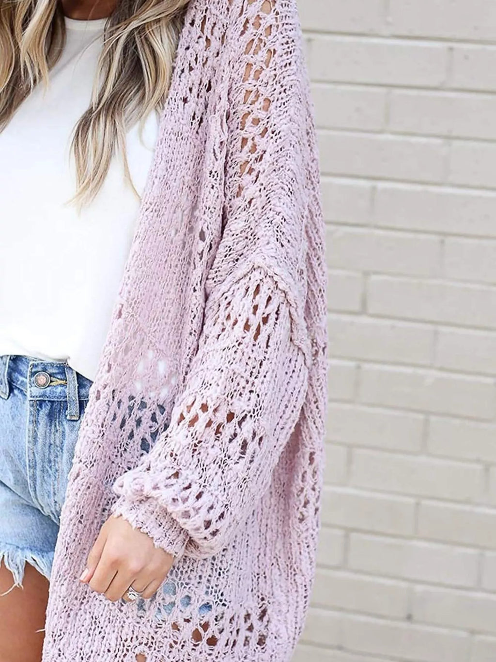 Openwork Open Front Lightweight Cardigan