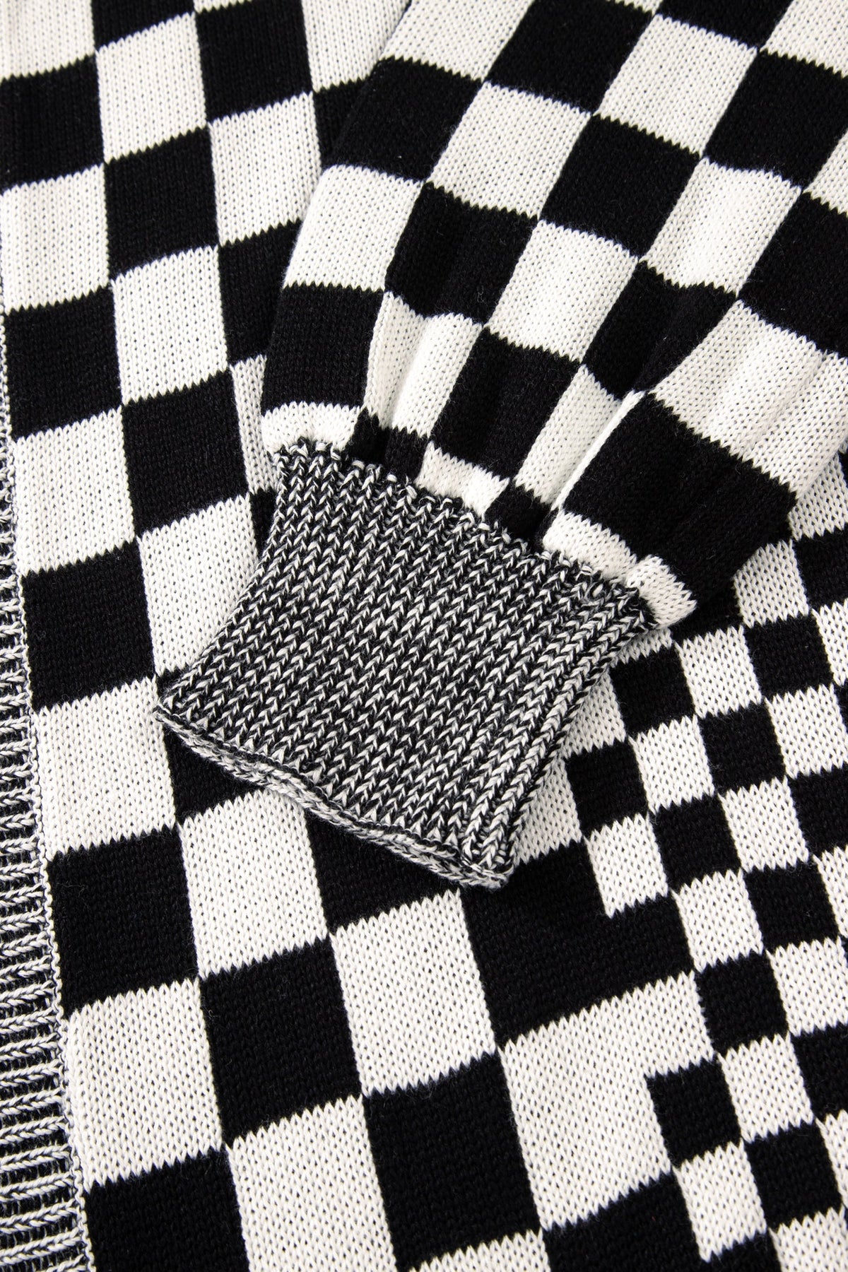 Plus Size Checker Drop Shoulder Open Front Cardigan