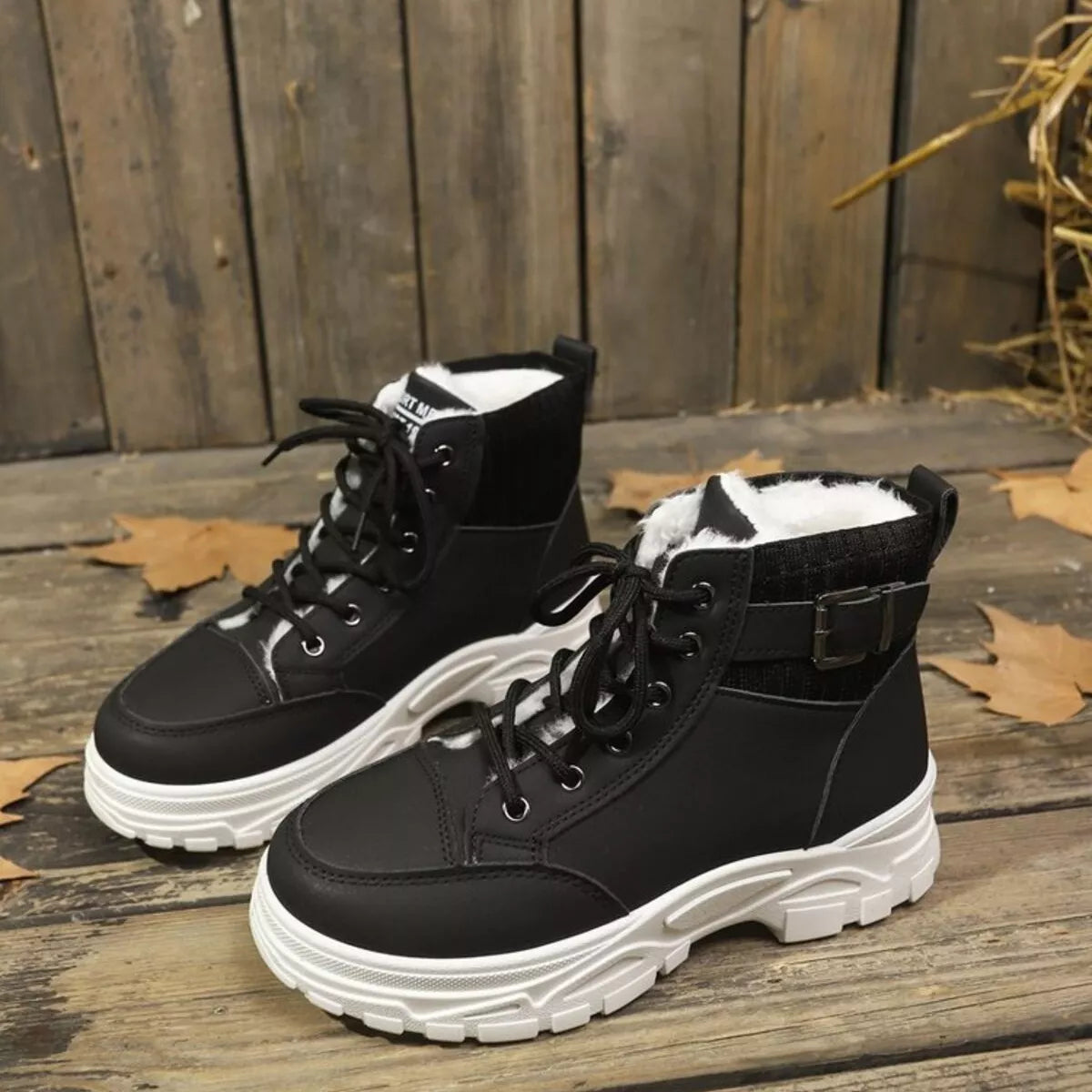 Plush Lining Lace Up Boots