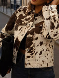 Cow Print Button Up Jacket