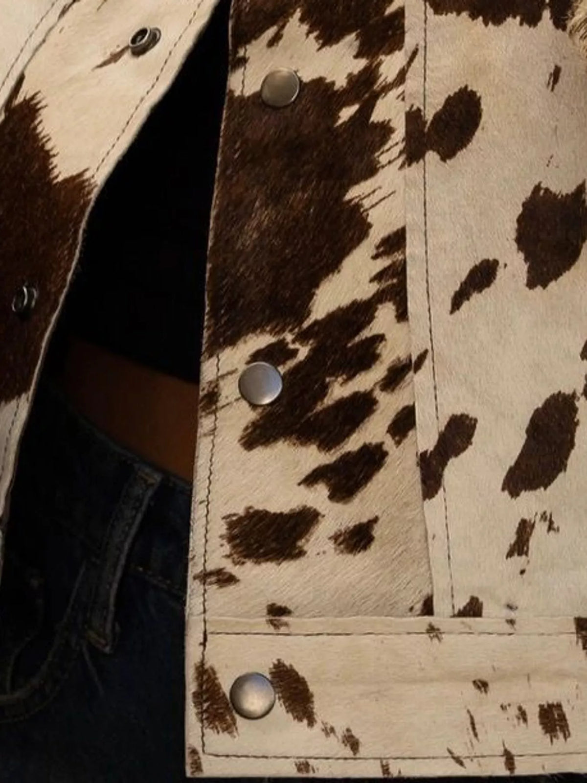 Cow Print Button Up Jacket