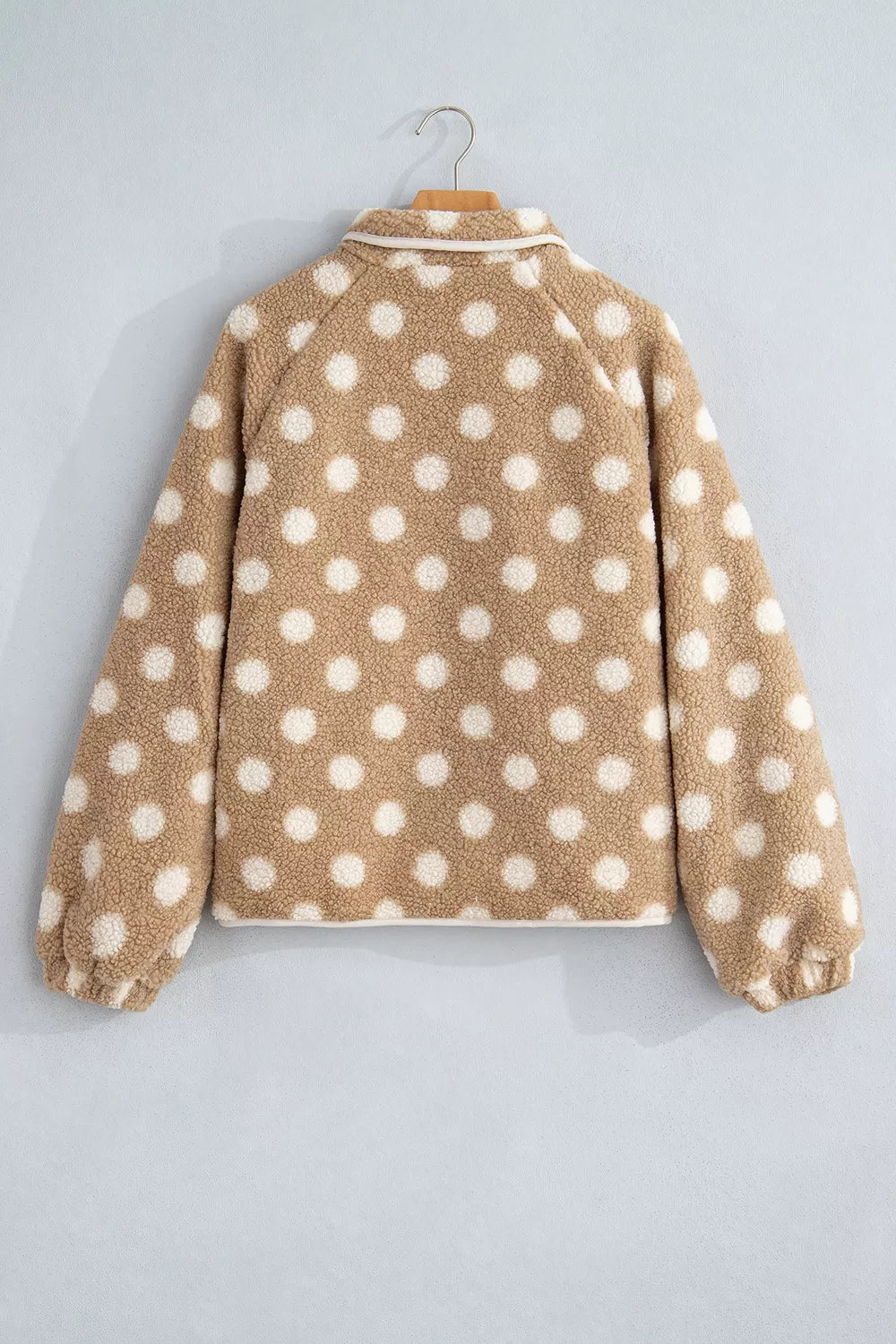 Polka Dot Faux Fur Metal Button Placket Shift Silhouette Jacket