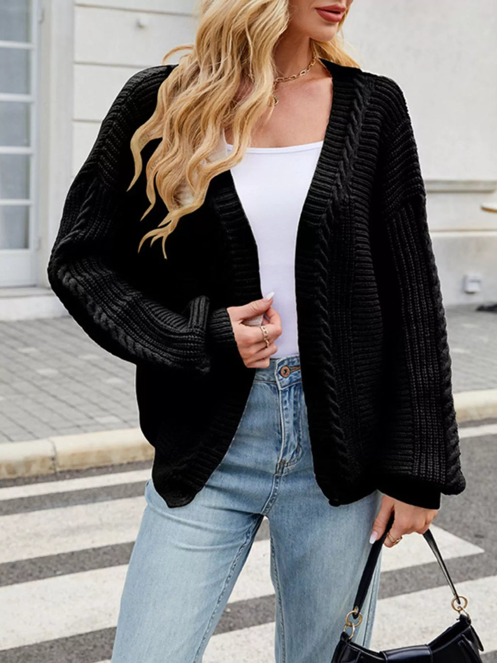 Cable Knit Button-Up Cardigan