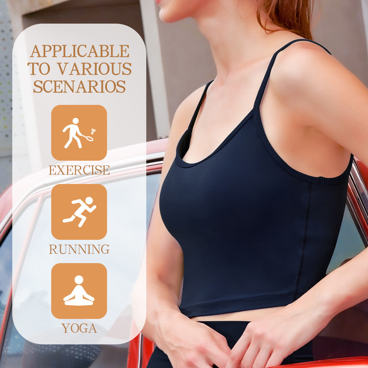 Backless Twisted Strap Yoga Sports Bra With Built-in Padded Cups Shock-Absorbing And Push-Up